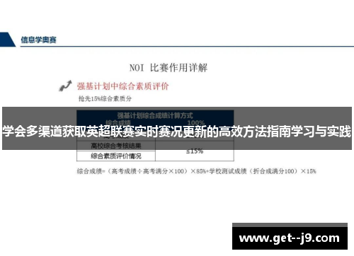 学会多渠道获取英超联赛实时赛况更新的高效方法指南学习与实践